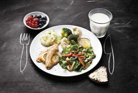 Terveellinen ruokavalio: terveyttä edistäviä ruokavalintoja, kohtuullisen kokoisia ruoka-annoksia ja säännöllistä ateriarytmiä.